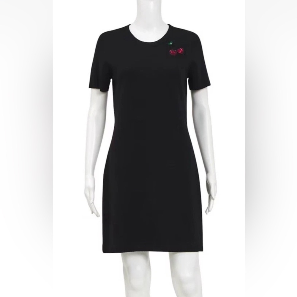 Marc By Marc Jacobs Embroidered Sequin Cherry Knit Dress In Black Multi